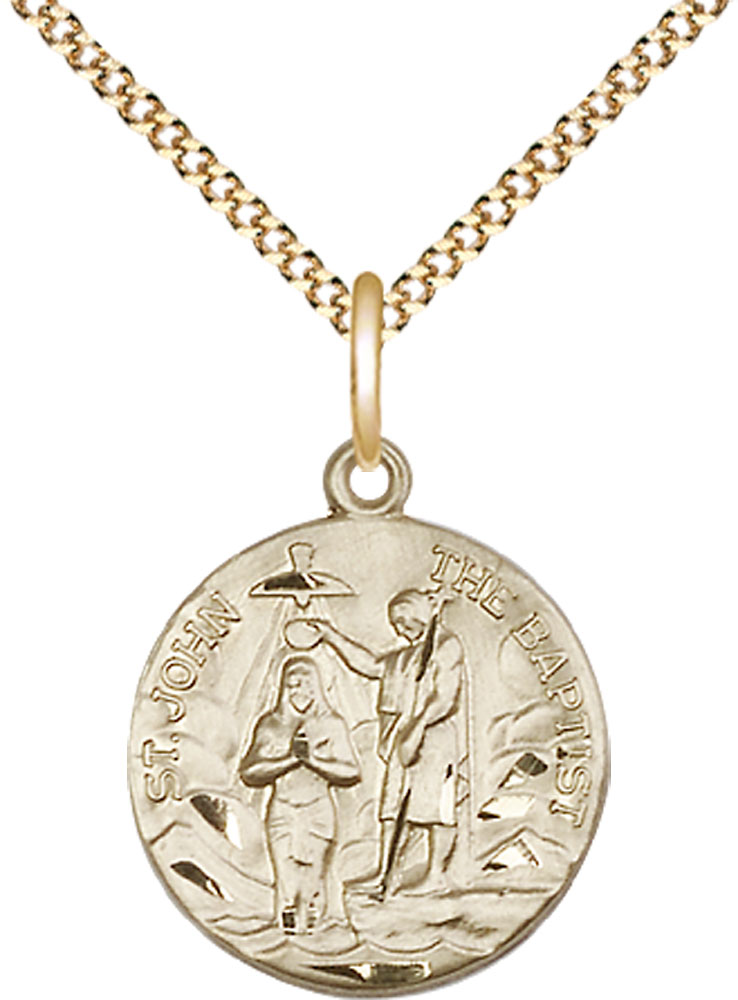 14kt Gold Filled Saint John the Baptist Pendant on a 18 inch Gold Plate Light Curb chain