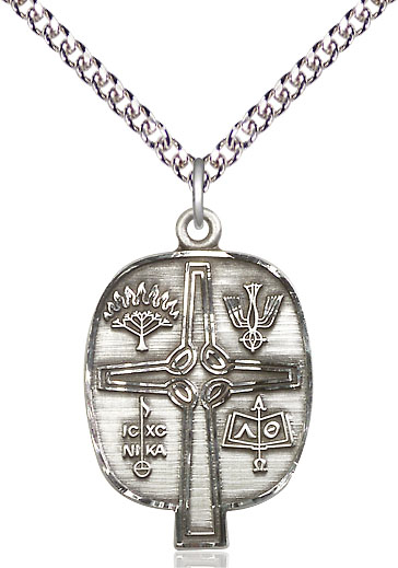 Sterling Silver Presbyterian Pendant on a 24 inch Sterling Silver Heavy Curb chain