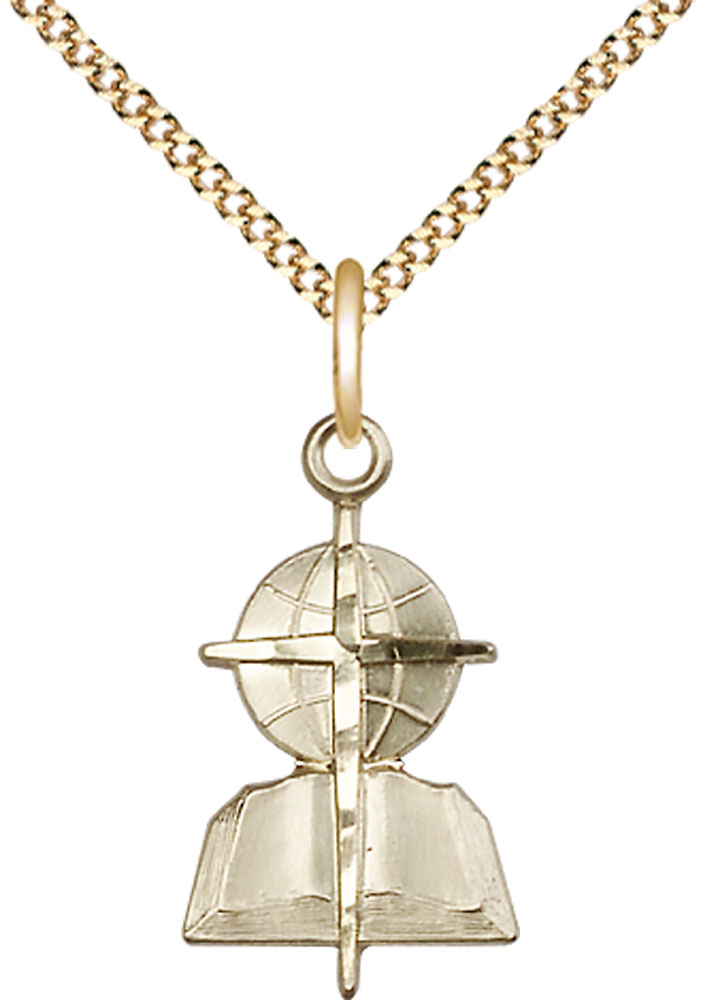 14kt Gold Filled Southern Baptist Pendant on a 18 inch Gold Plate Light Curb chain