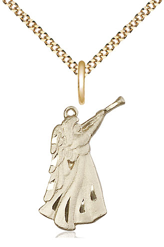 14kt Gold Filled Guardian Angel Pendant on a 18 inch Gold Plate Light Curb chain