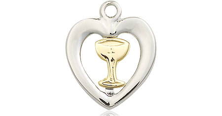 Two-Tone GF/SS Heart / Chalice Medal