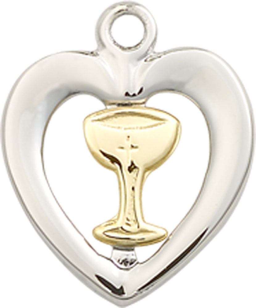 Two-Tone GF/SS Heart / Chalice Medal