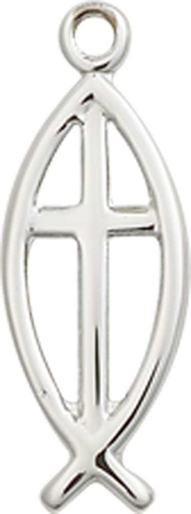 Sterling Silver Fish Cross Medal