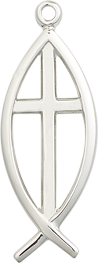 Sterling Silver Fish Cross Medal