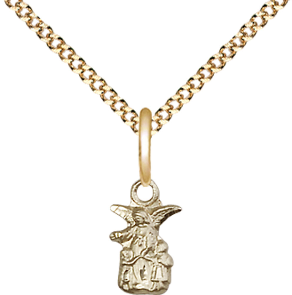 14kt Gold Filled Littlest Angel Pendant on a 18 inch Gold Plate Light Curb chain