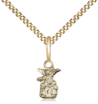 14kt Gold Filled Littlest Angel Pendant on a 18 inch Gold Plate Light Curb chain
