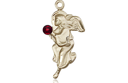 14kt Gold Filled Guardian Angel Medal with a 3mm Garnet Swarovski stone