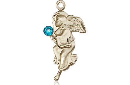 14kt Gold Filled Guardian Angel Medal with a 3mm Zircon Swarovski stone