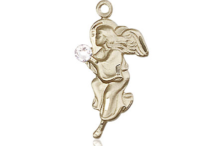 14kt Gold Filled Guardian Angel Medal with a 3mm Crystal Swarovski stone