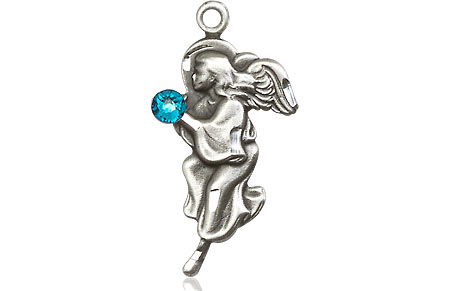 Sterling Silver Guardian Angel Medal with a 3mm Zircon Swarovski stone