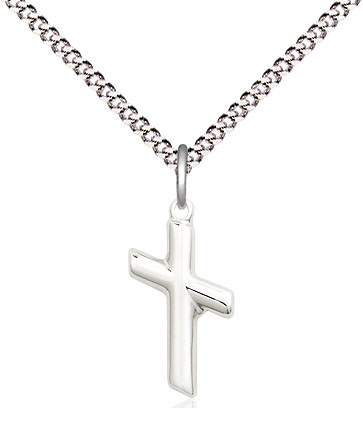 Sterling Silver Cross Pendant on a 18 inch Light Rhodium Light Curb chain