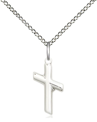 Sterling Silver Cross Pendant on a 18 inch Sterling Silver Light Curb chain