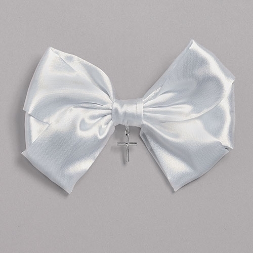  4” Communion Hair Bow w/Cross - Communion