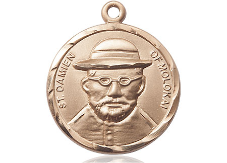 14kt Gold Filled Saint Damien of Molokai Medal