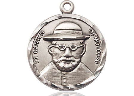 Sterling Silver Saint Damien of Molokai Medal