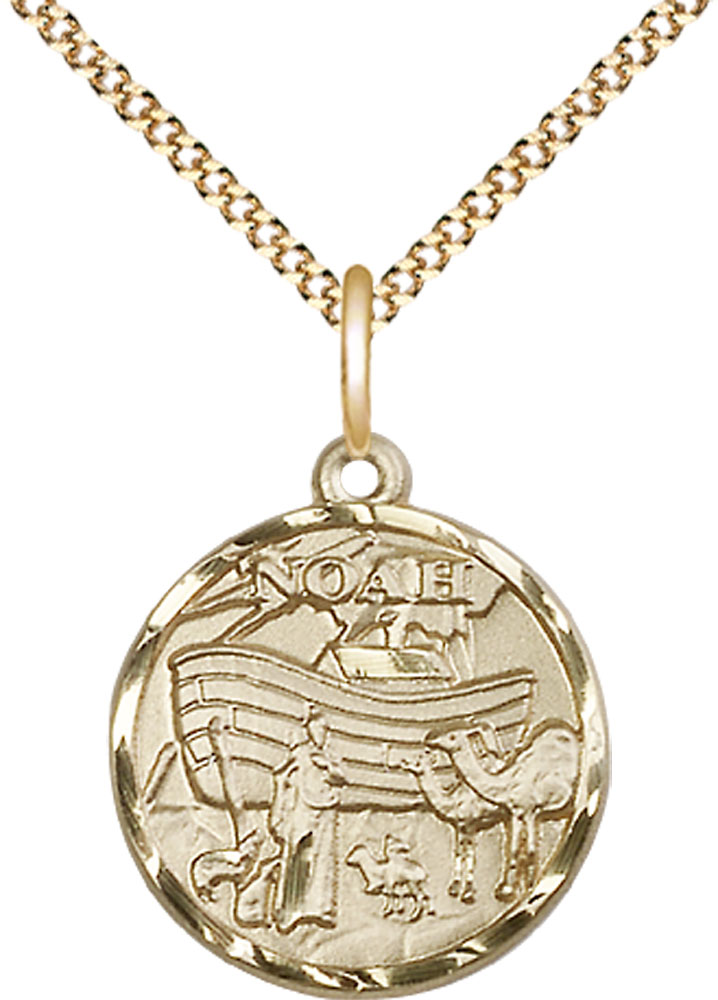 14kt Gold Filled Noah Pendant on a 18 inch Gold Plate Light Curb chain