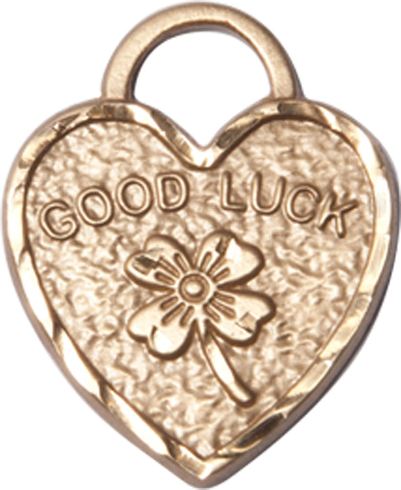 14kt Gold Filled Good Luck Shamrock Heart Medal