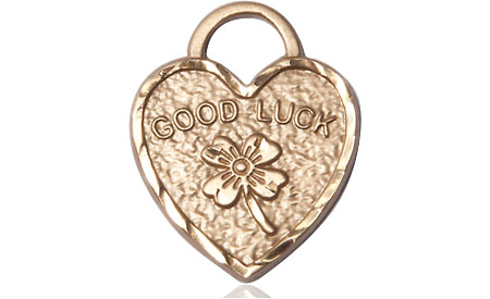 14kt Gold Filled Good Luck Shamrock Heart Medal