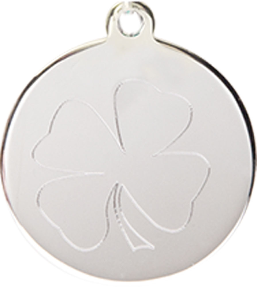 Sterling Silver Shamrock Medal with a Emerald bead