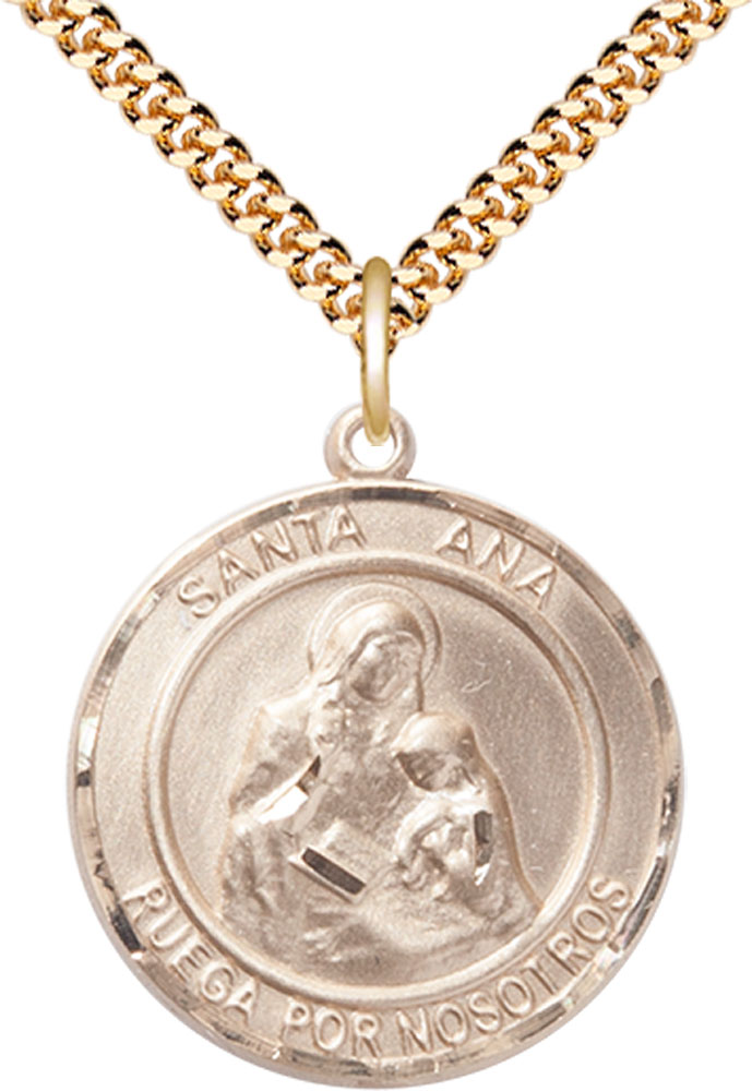 14kt Gold Filled Santa Ana Pendant on a 24 inch Gold Filled Heavy Curb chain