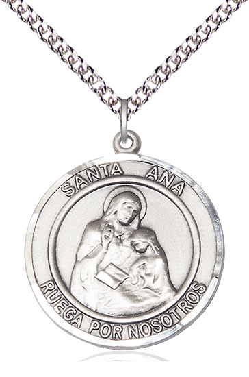 Sterling Silver Santa Ana Pendant on a 24 inch Sterling Silver Heavy Curb chain