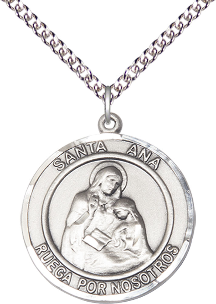 Sterling Silver Santa Ana Pendant on a 24 inch Sterling Silver Heavy Curb chain