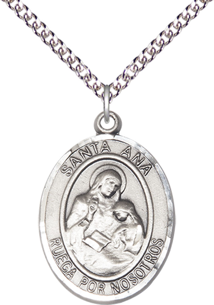 Sterling Silver Santa Ana Pendant on a 24 inch Sterling Silver Heavy Curb chain