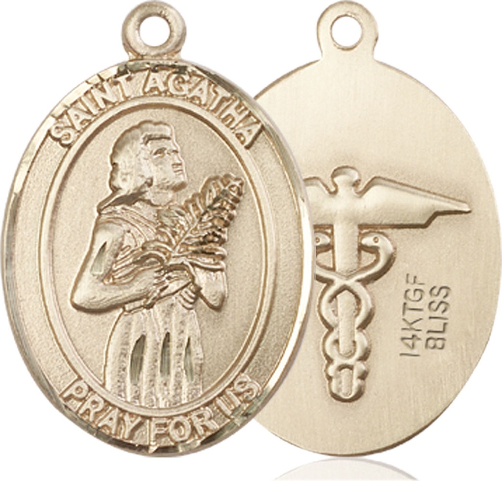 14kt Gold Filled Saint Agatha Nurse Medal