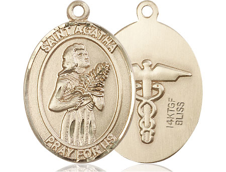 14kt Gold Filled Saint Agatha Nurse Medal