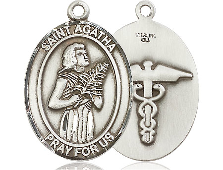 Sterling Silver Saint Agatha Nurse Medal