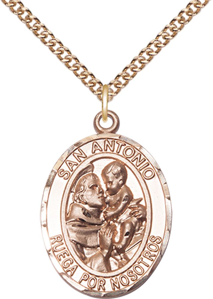 14kt Gold Filled San Antonio Pendant on a 24 inch Gold Filled Heavy Curb chain