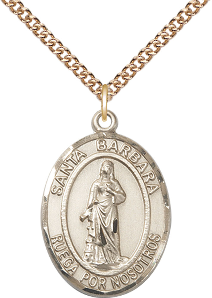 14kt Gold Filled Santa Barbara Pendant on a 24 inch Gold Filled Heavy Curb chain