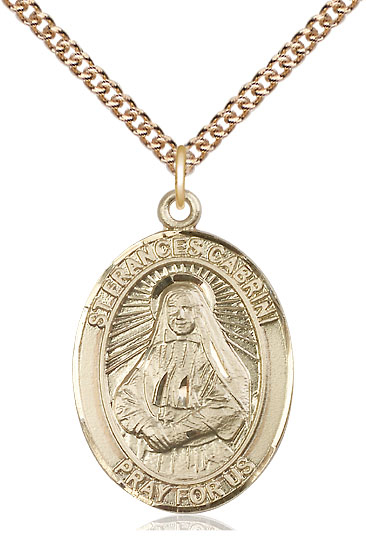 14kt Gold Filled Saint Frances Cabrini Pendant on a 24 inch Gold Filled Heavy Curb chain