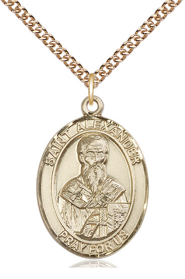 14kt Gold Filled Saint Alexander Sauli Pendant on a 24 inch Gold Filled Heavy Curb chain