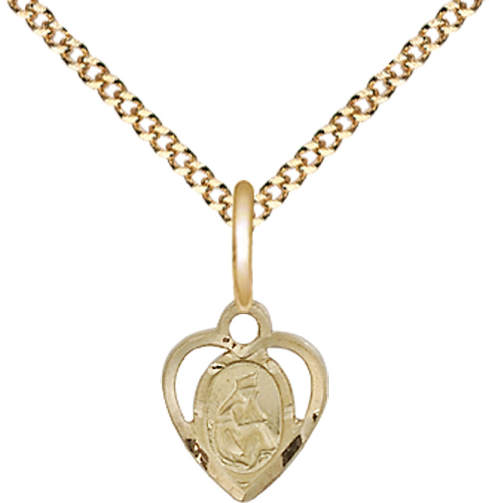 14kt Gold Filled Our Lady of la Salette Pendant on a 18 inch Gold Plate Light Curb chain