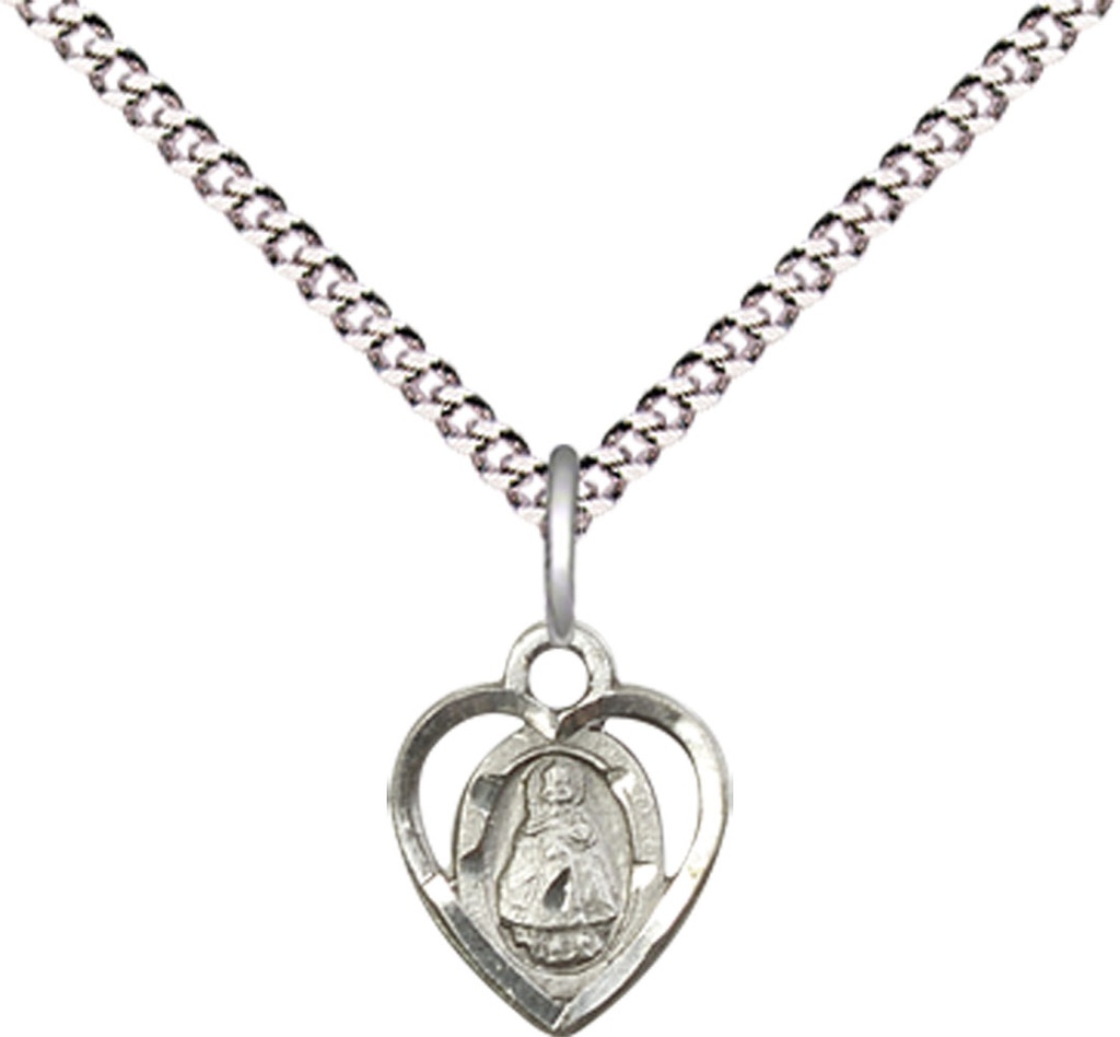 Sterling Silver Infant Pendant on a 18 inch Light Rhodium Light Curb chain