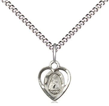 Sterling Silver Infant Pendant on a 18 inch Light Rhodium Light Curb chain