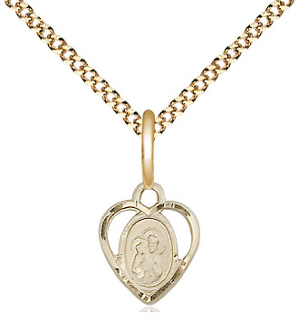 14kt Gold Filled Saint Ann Pendant on a 18 inch Gold Plate Light Curb chain