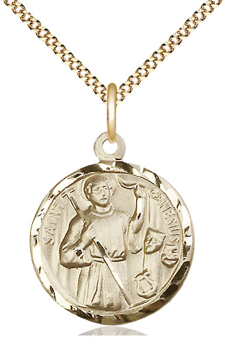 14kt Gold Filled Saint Genesius of Rome Pendant on a 18 inch Gold Plate Light Curb chain