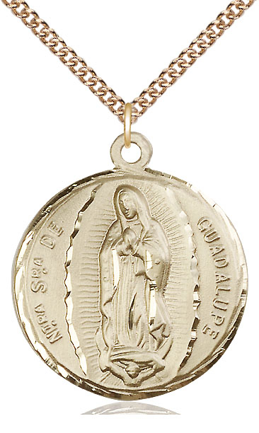 14kt Gold Filled Our Lady of Guadalupe Pendant on a 24 inch Gold Filled Heavy Curb chain