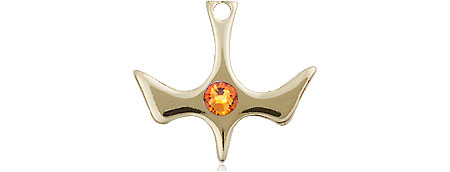 14kt Gold Filled Holy Spirit Medal with a 3mm Topaz Swarovski stone