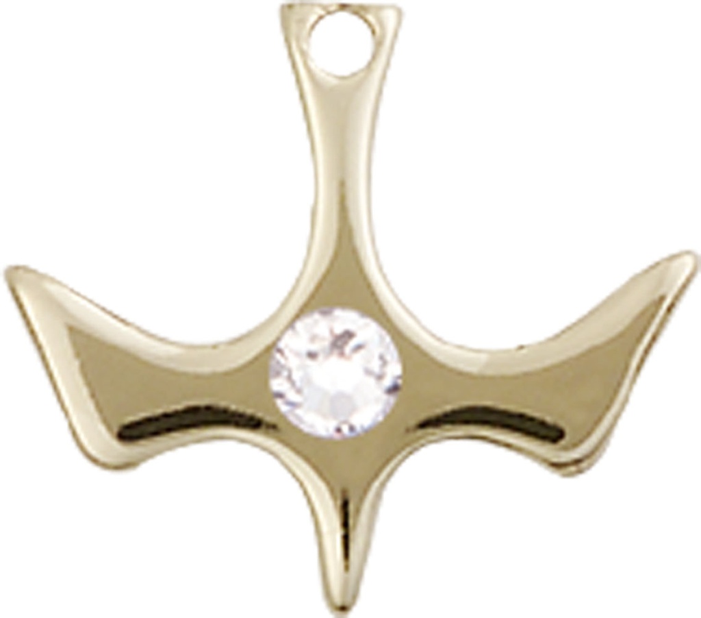 14kt Gold Filled Holy Spirit Medal with a 3mm Crystal Swarovski stone