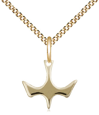 14kt Gold Filled Holy Spirit Pendant on a 18 inch Gold Plate Light Curb chain