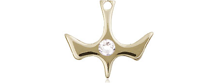 14kt Gold Holy Spirit Medal with a 3mm Crystal Swarovski stone