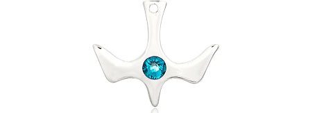 Sterling Silver Holy Spirit Medal with a 3mm Zircon Swarovski stone