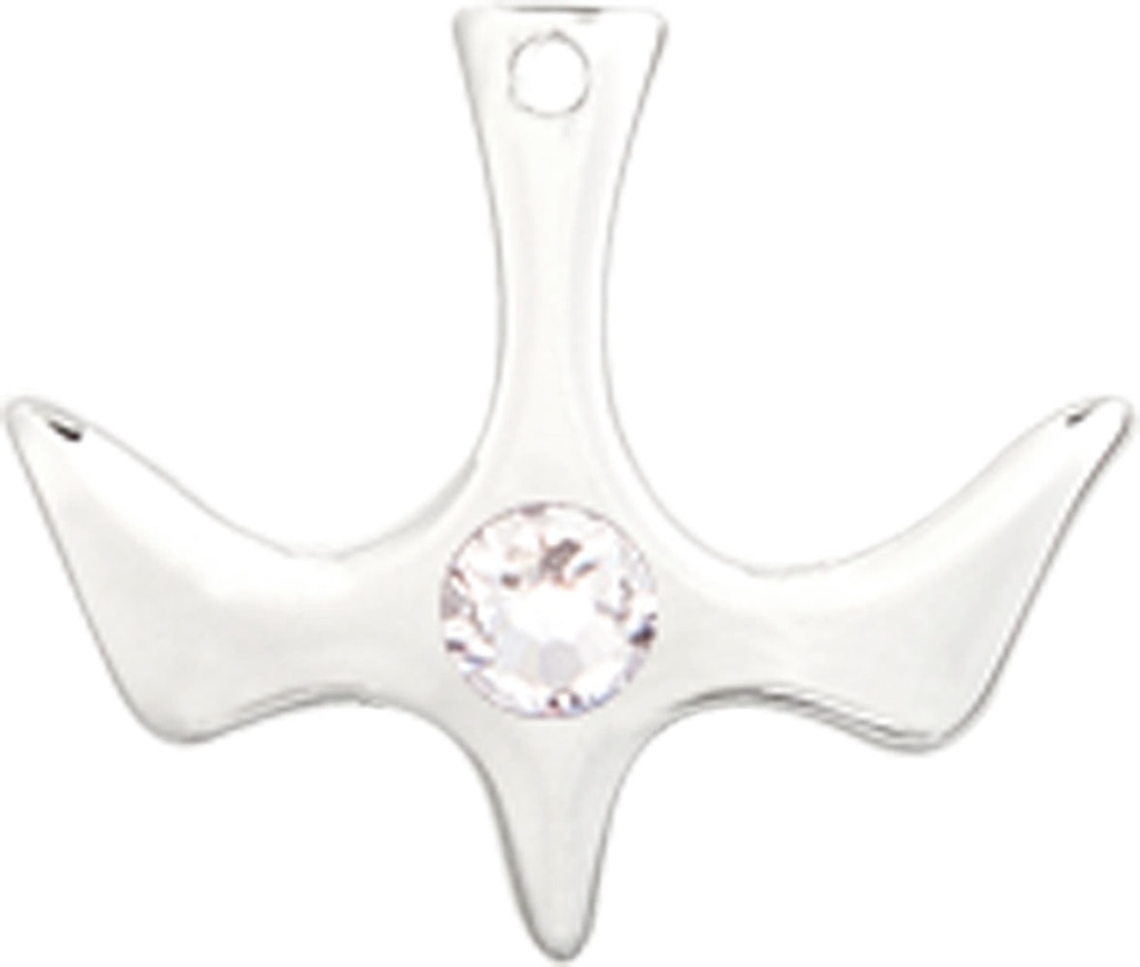 Sterling Silver Holy Spirit Medal with a 3mm Crystal Swarovski stone