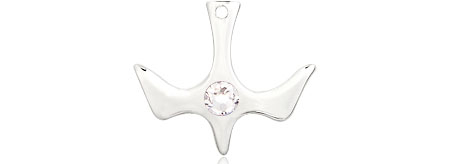 Sterling Silver Holy Spirit Medal with a 3mm Crystal Swarovski stone