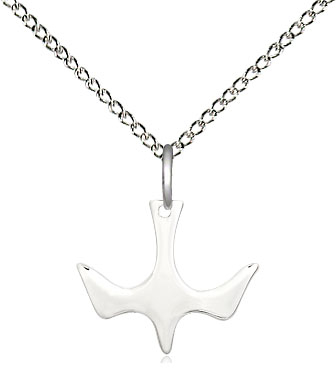 Sterling Silver Holy Spirit Pendant on a 18 inch Sterling Silver Light Curb chain