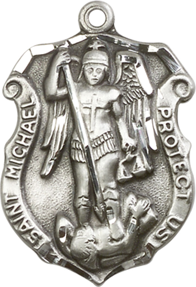 Sterling Silver Saint Michael the Archangel Shield Medal