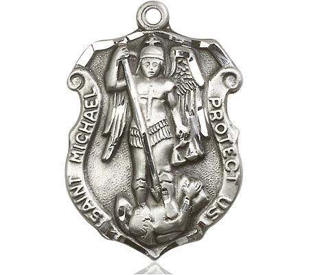 Sterling Silver Saint Michael the Archangel Shield Medal